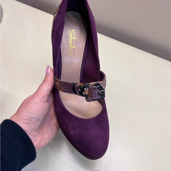 MADE IN ITALY SEBASTIAN Purple Snakeskin Women's Heels real python leather - Picture 12 of 14